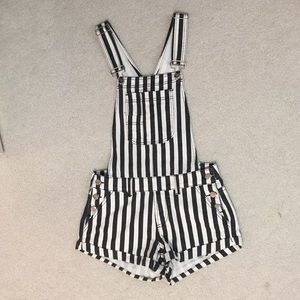 Forever 21 Black and white striped denim overalls!